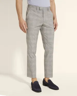 Slim Fit Black And White Ecru Check Trousers