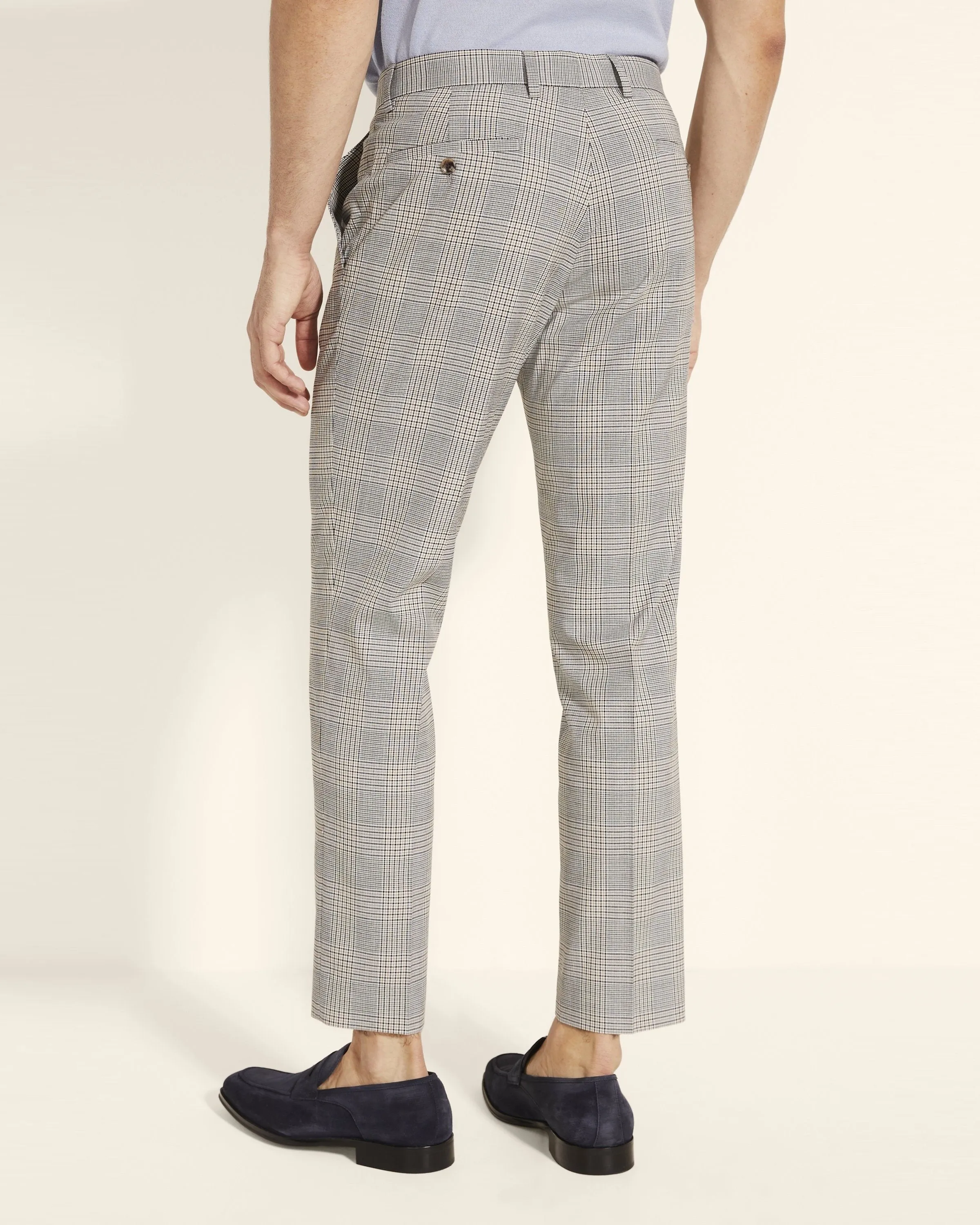 Slim Fit Black And White Ecru Check Trousers