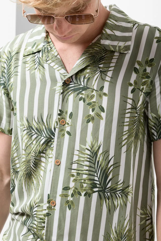 Stripe Short Sleeve Shirt Green
