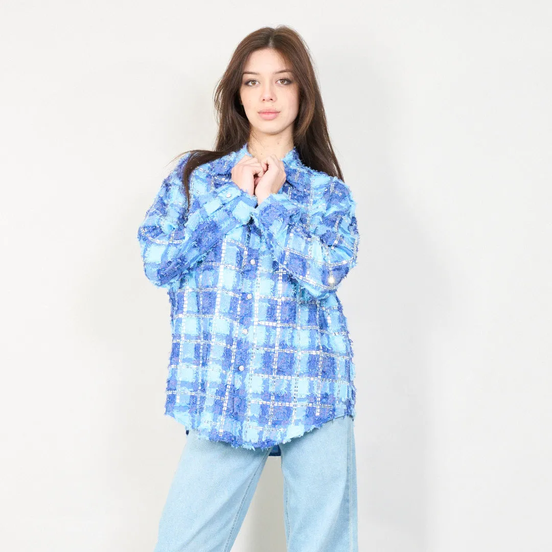 Textured plaid button-up shirt wholesale