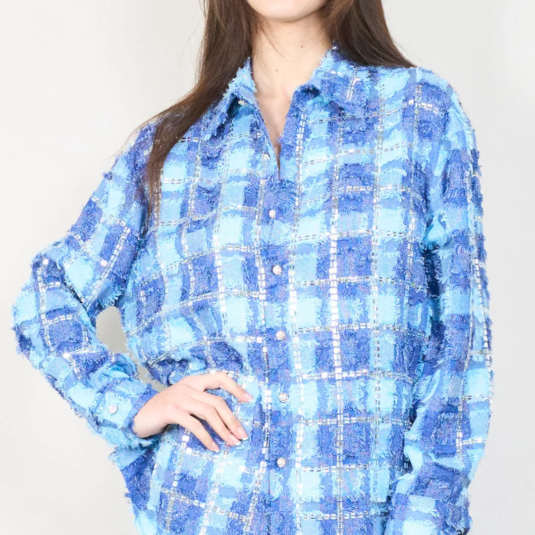 Textured plaid button-up shirt wholesale