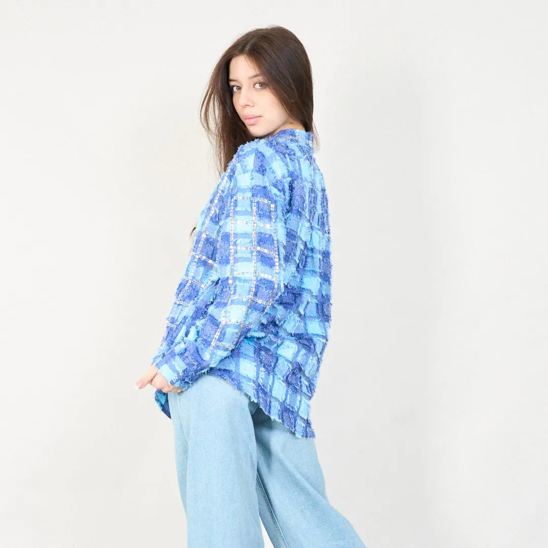 Textured plaid button-up shirt wholesale