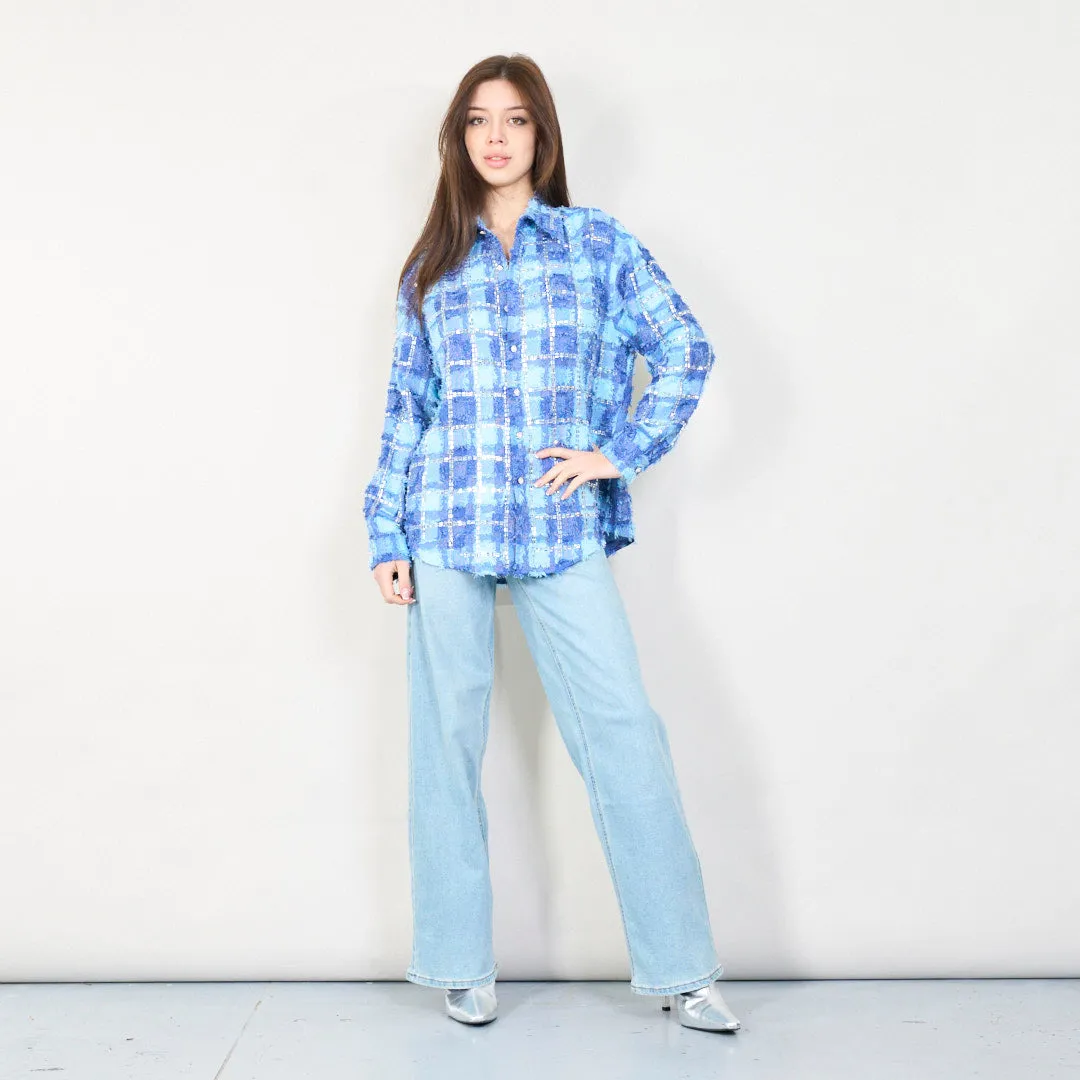 Textured plaid button-up shirt wholesale
