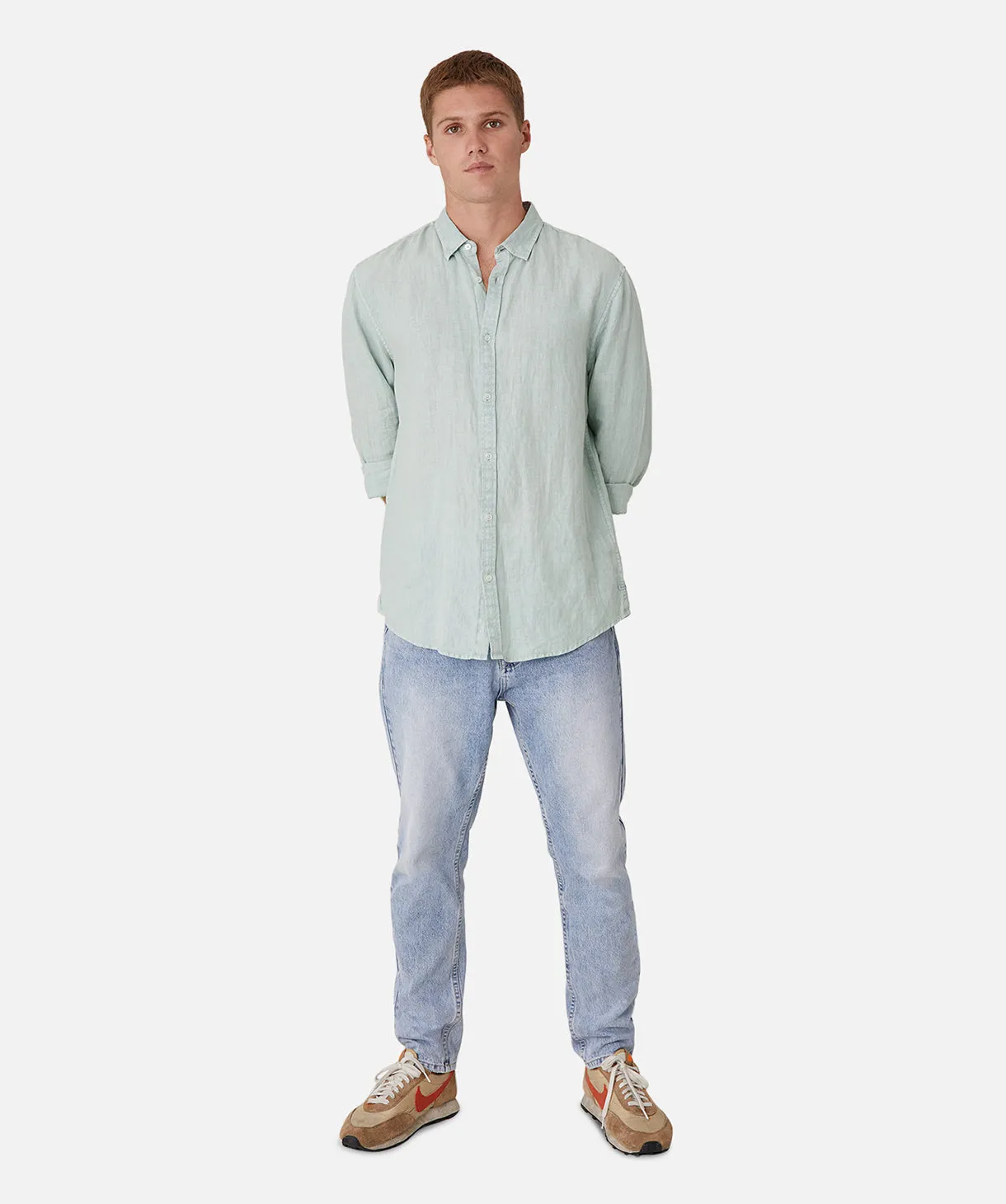 The Tennyson Linen L/s Shirt - Jade