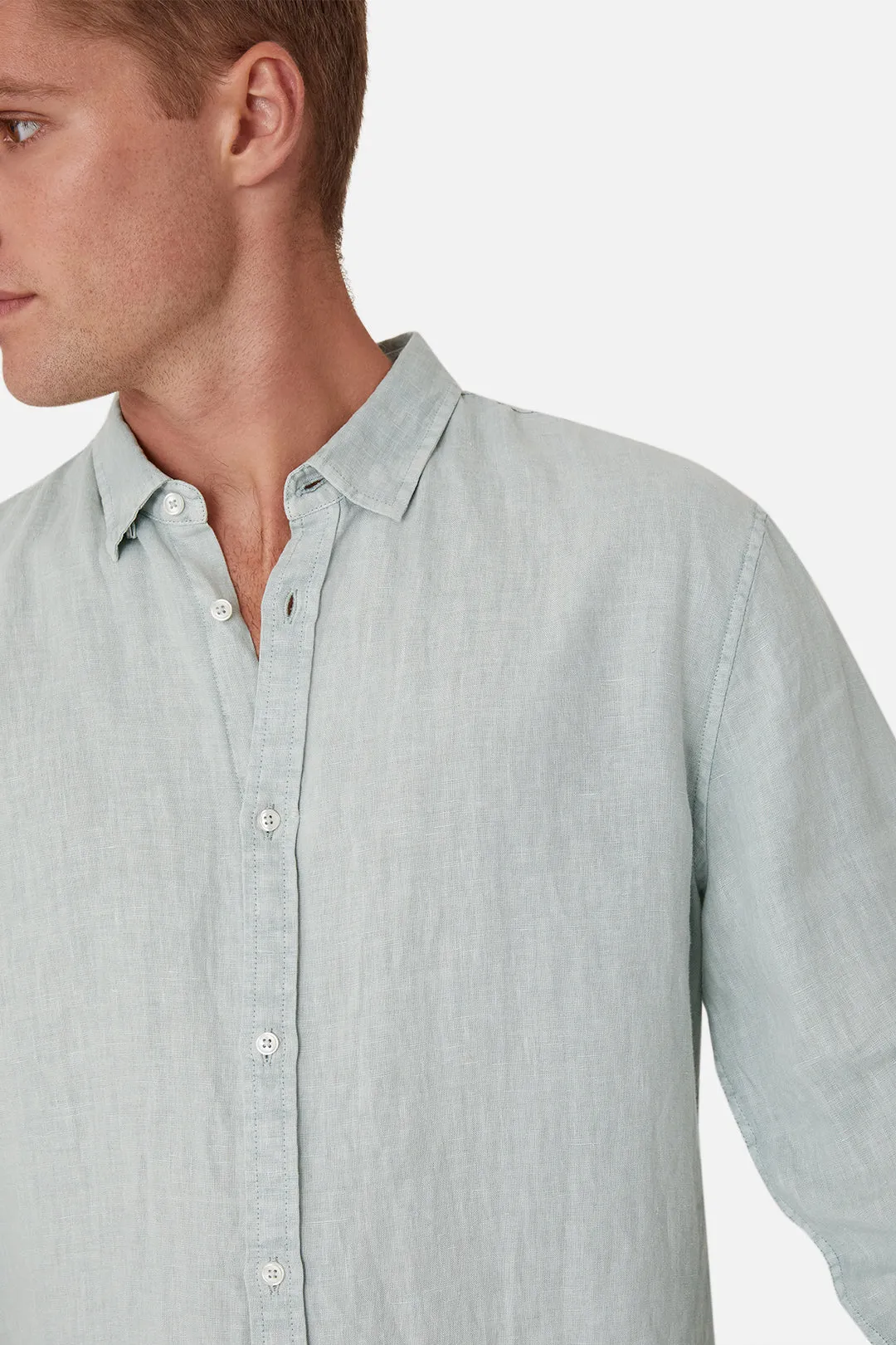The Tennyson Linen L/s Shirt - Jade