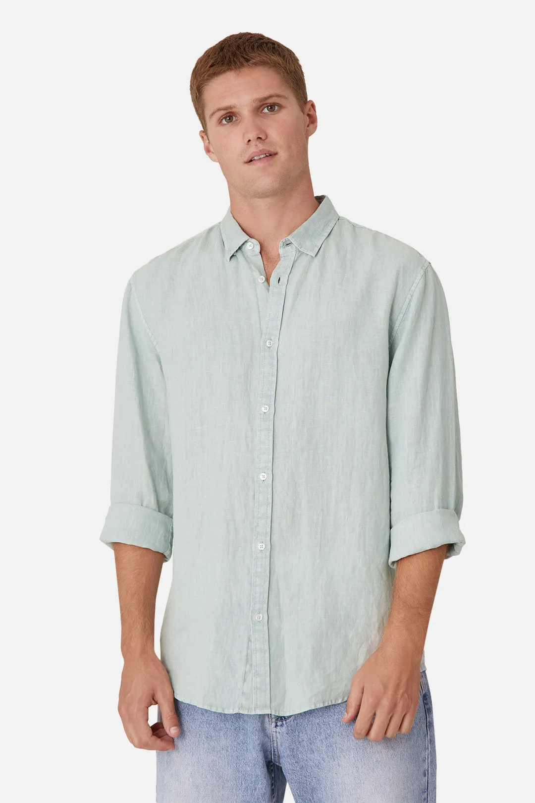 The Tennyson Linen L/s Shirt - Jade