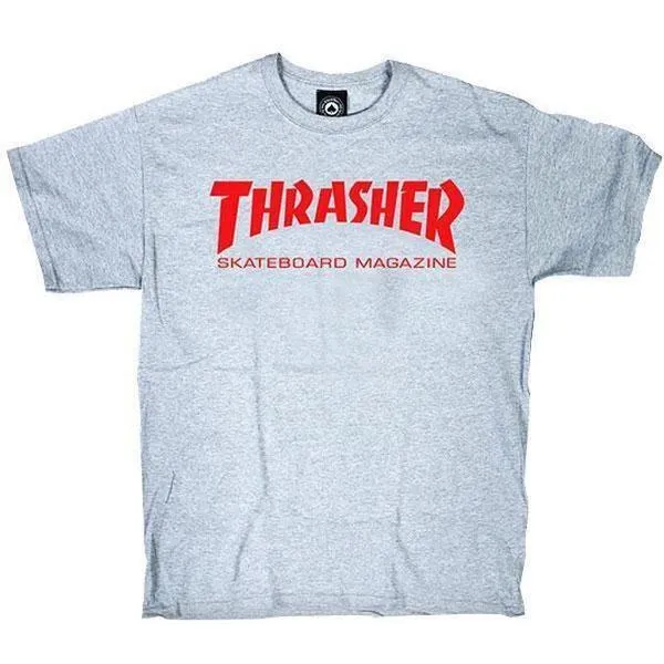 Thrasher Skate Mag T-Shirt Athletic Grey - Red