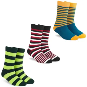 Trendy Stripes Crew Socks - Unisex 3-Pack for a Modern Look