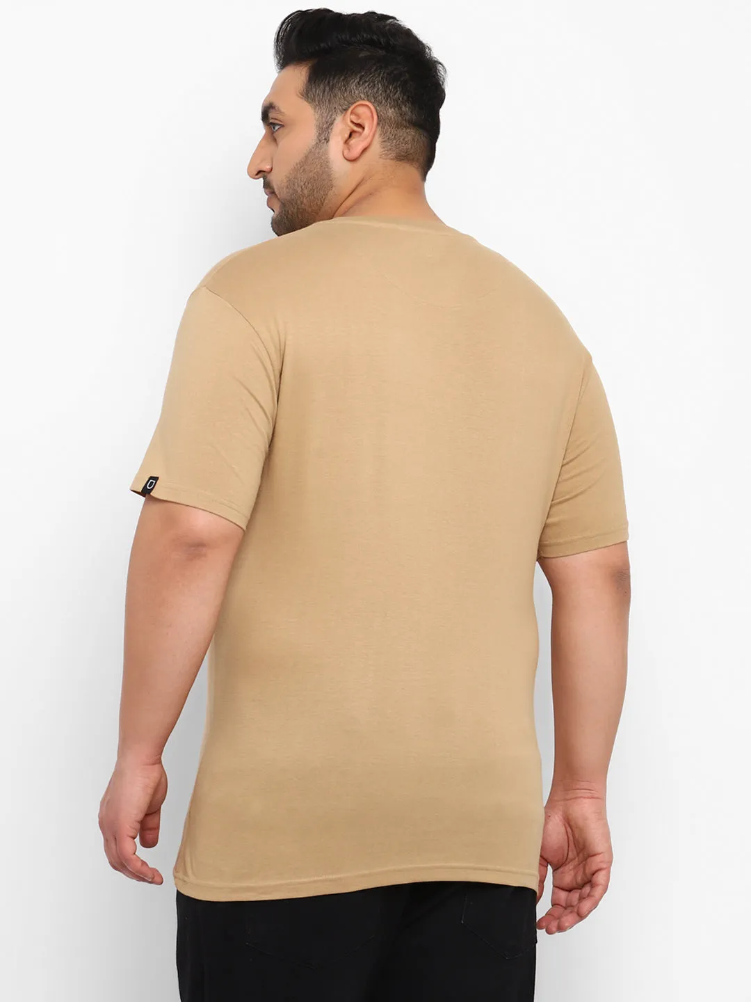 Urbano Plus Men's Brown Graphic Printed Half Sleeve Regular Fit Cotton T-Shirt