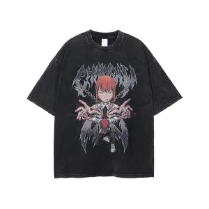 Vintage Chainsaw Man T-Shirt - Distressed Anime Graphic Tee Featuring Makima