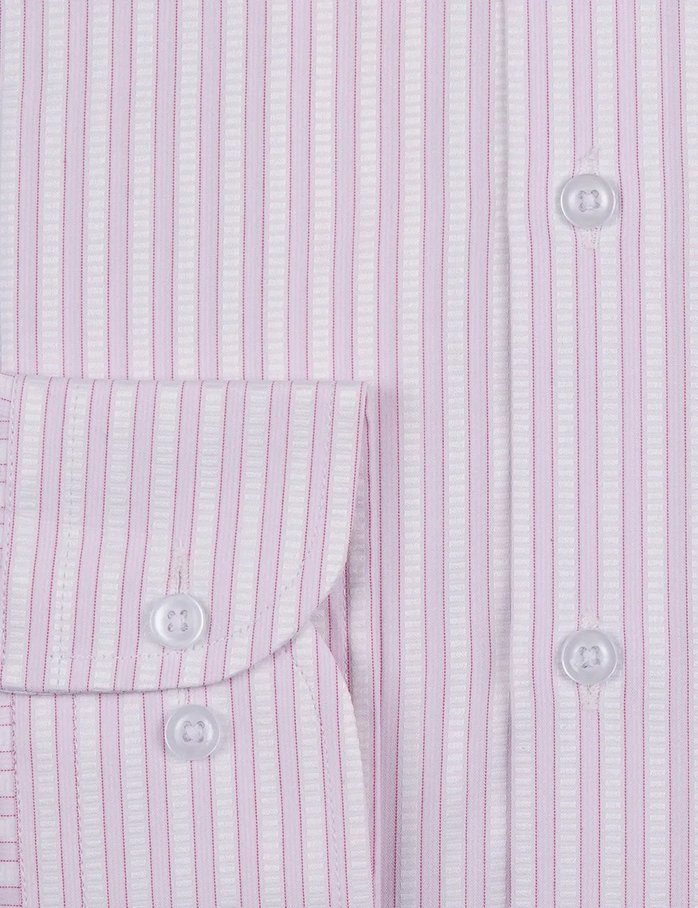 White & Pink Striped Dress Shirts with Self-Design