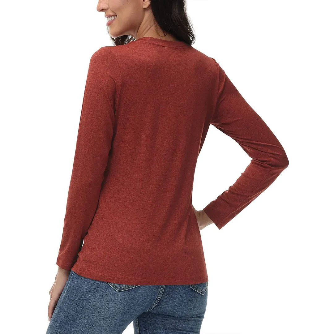 Women's V-Neck Sun Shirts UPF 50  Long Sleeve T-Shirts