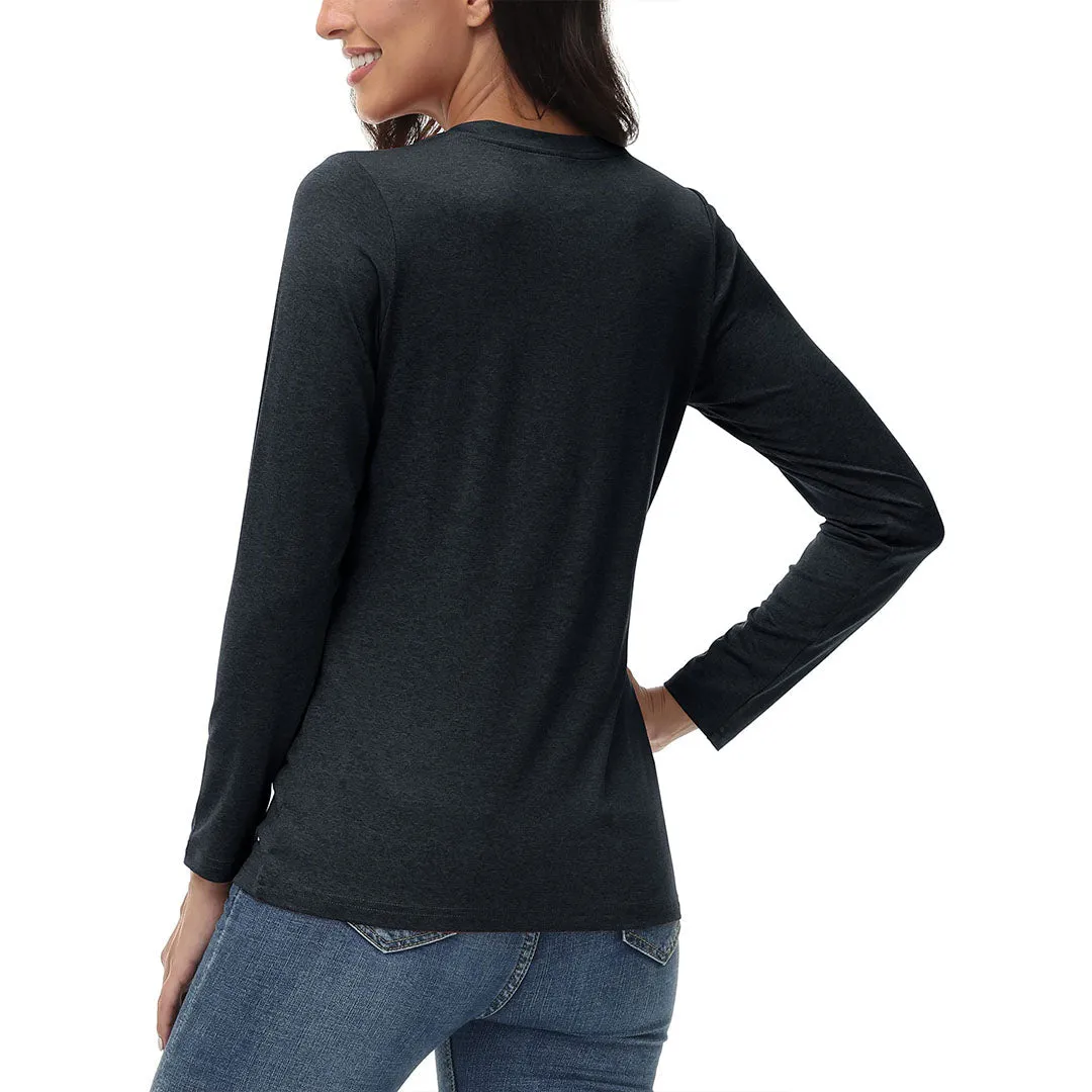Women's V-Neck Sun Shirts UPF 50  Long Sleeve T-Shirts