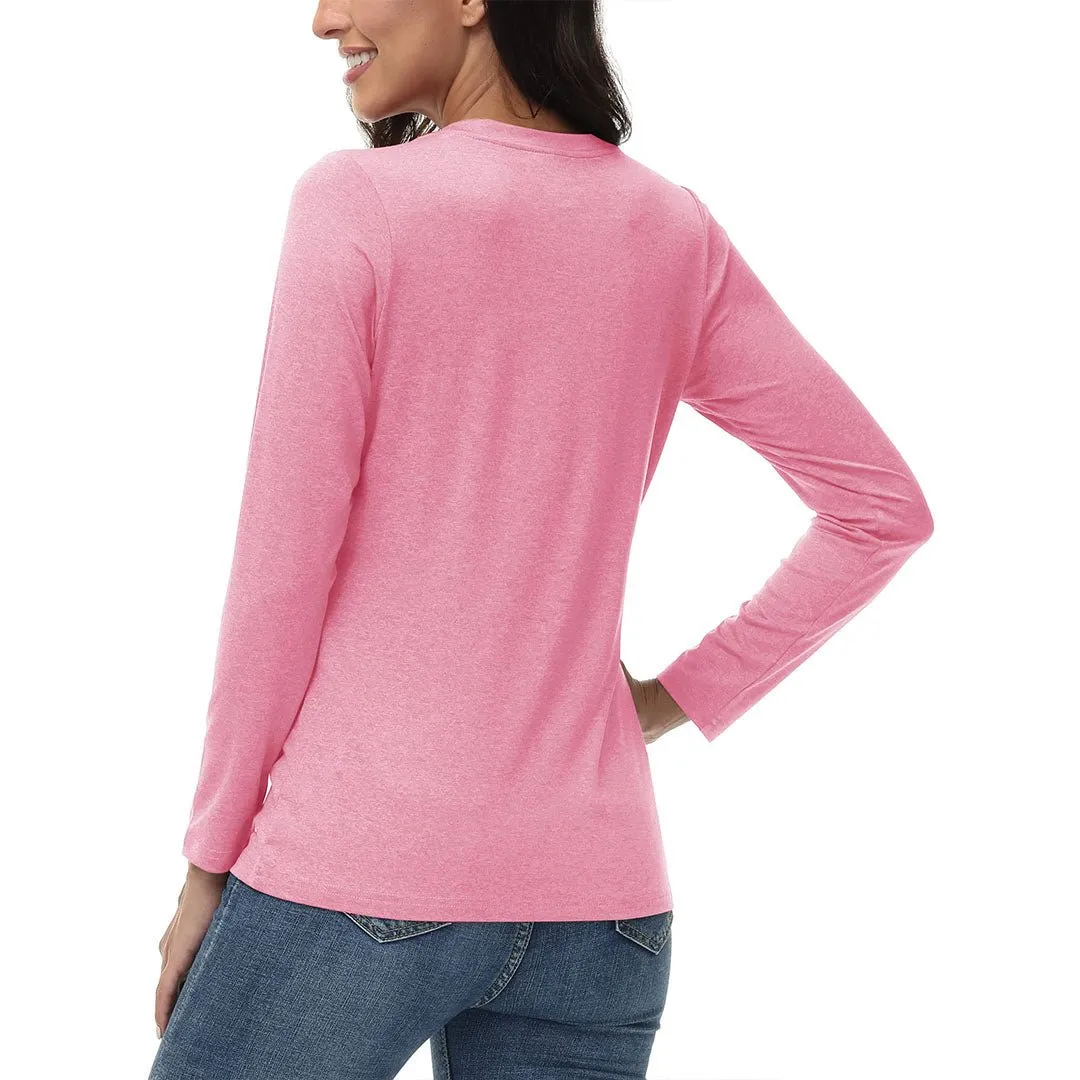 Women's V-Neck Sun Shirts UPF 50  Long Sleeve T-Shirts