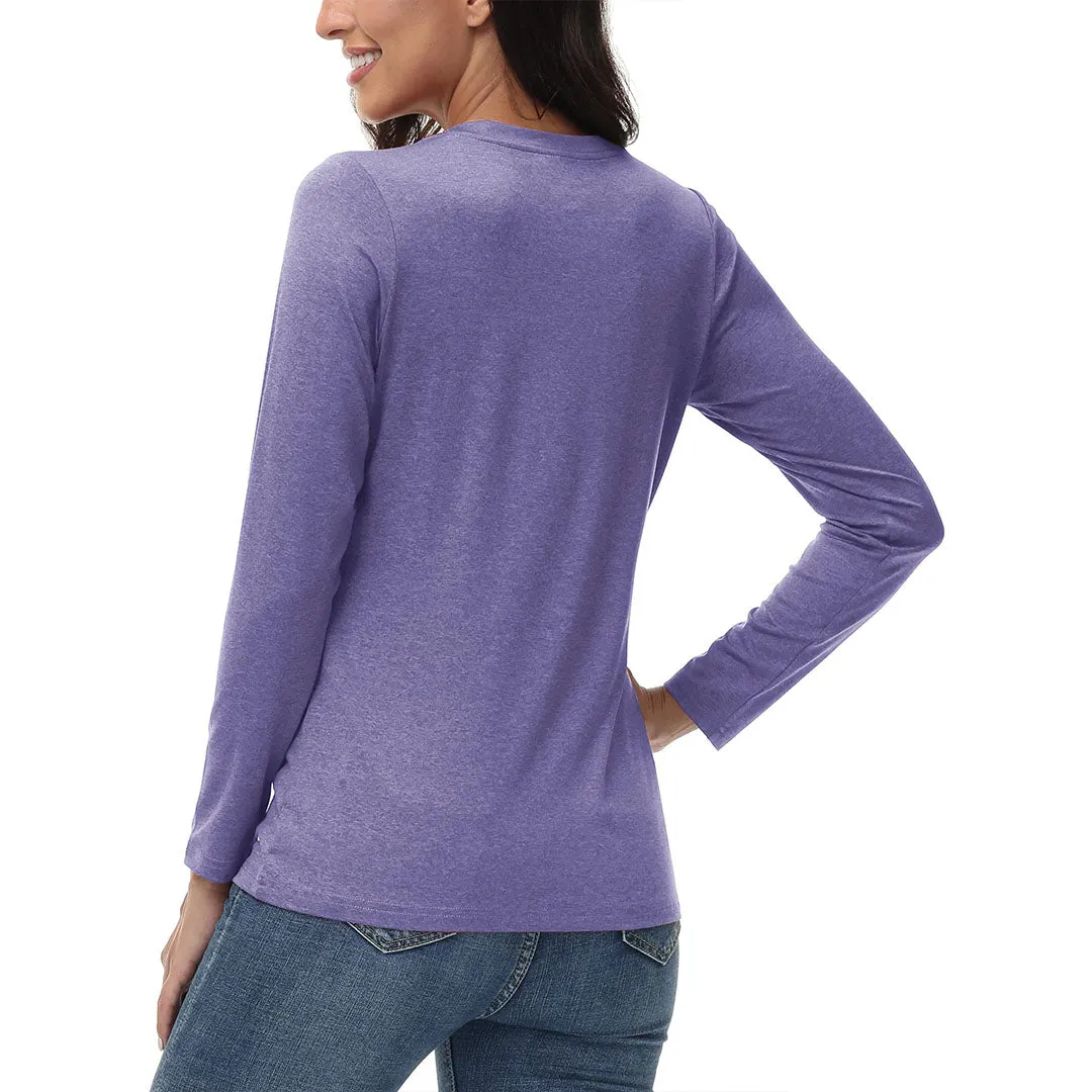 Women's V-Neck Sun Shirts UPF 50  Long Sleeve T-Shirts