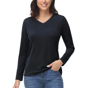 Women's V-Neck Sun Shirts UPF 50  Long Sleeve T-Shirts
