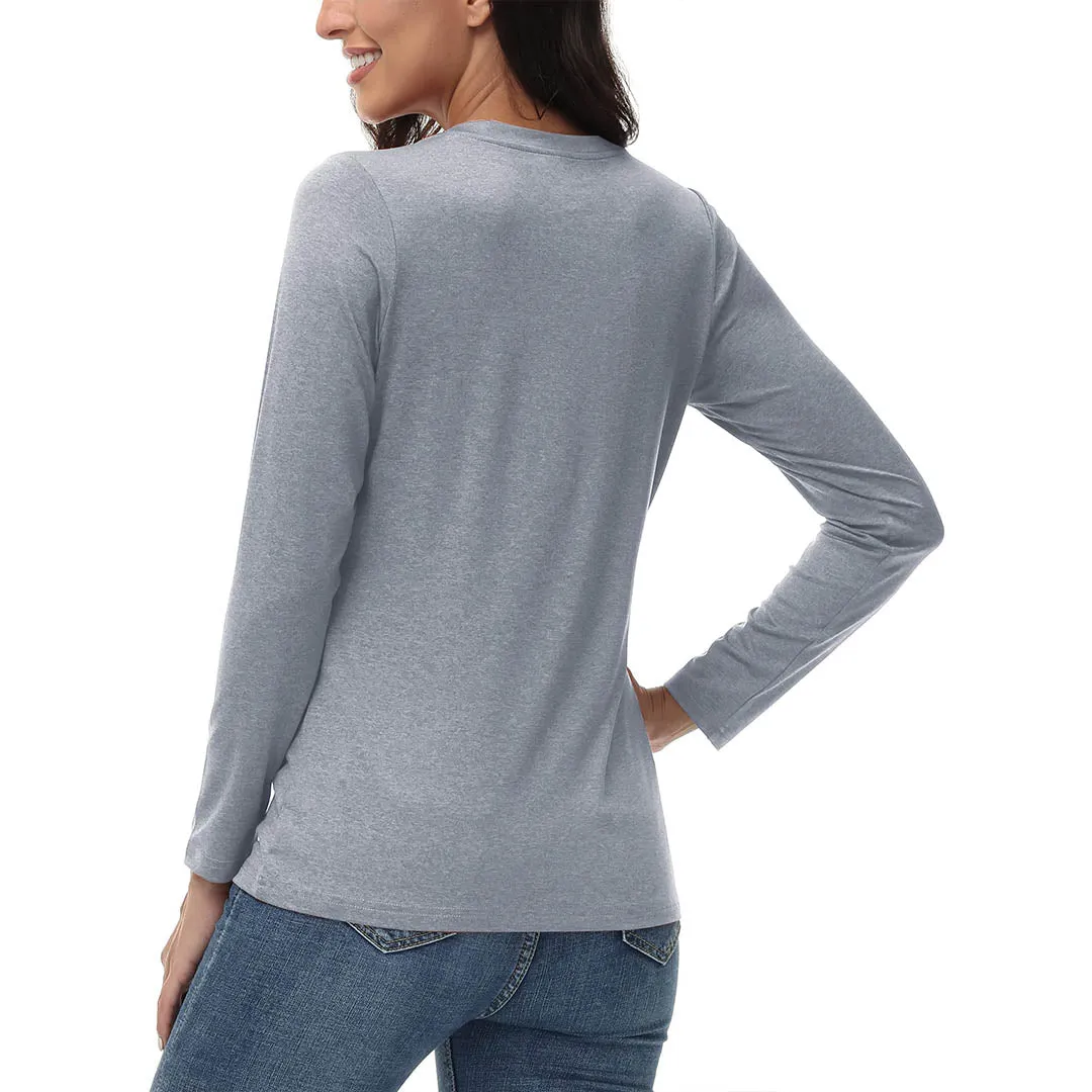Women's V-Neck Sun Shirts UPF 50  Long Sleeve T-Shirts