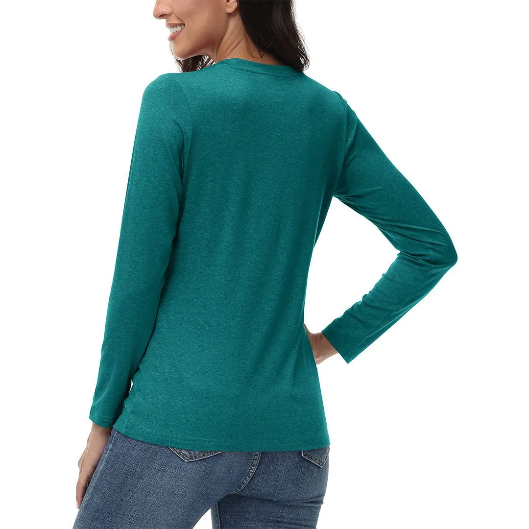 Women's V-Neck Sun Shirts UPF 50  Long Sleeve T-Shirts