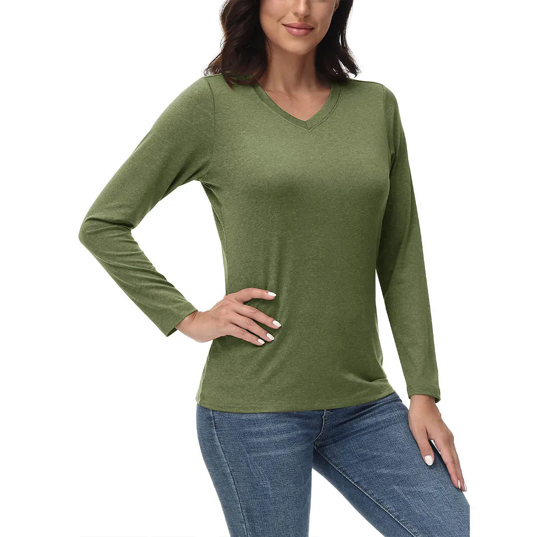 Women's V-Neck Sun Shirts UPF 50  Long Sleeve T-Shirts