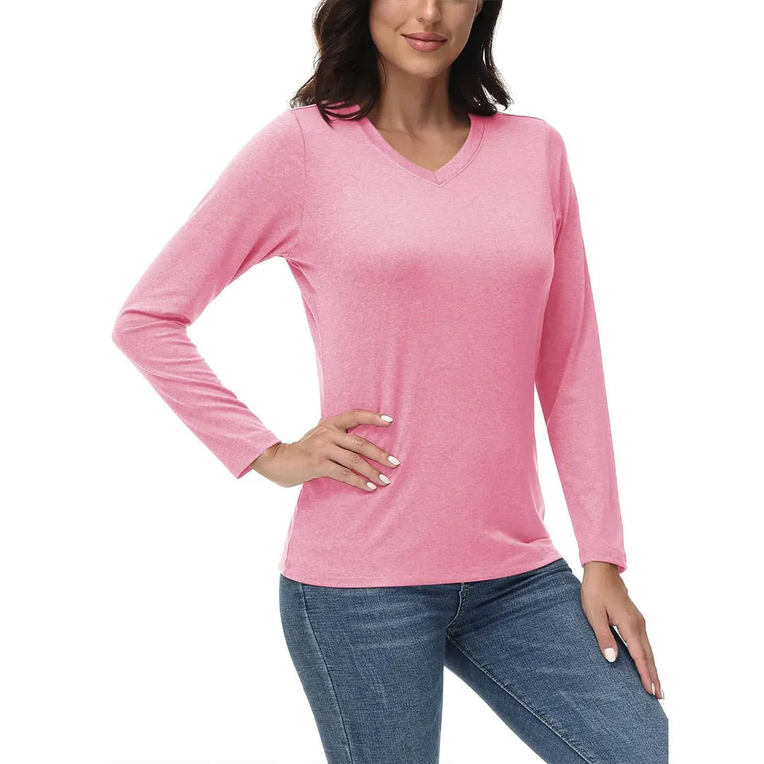 Women's V-Neck Sun Shirts UPF 50  Long Sleeve T-Shirts