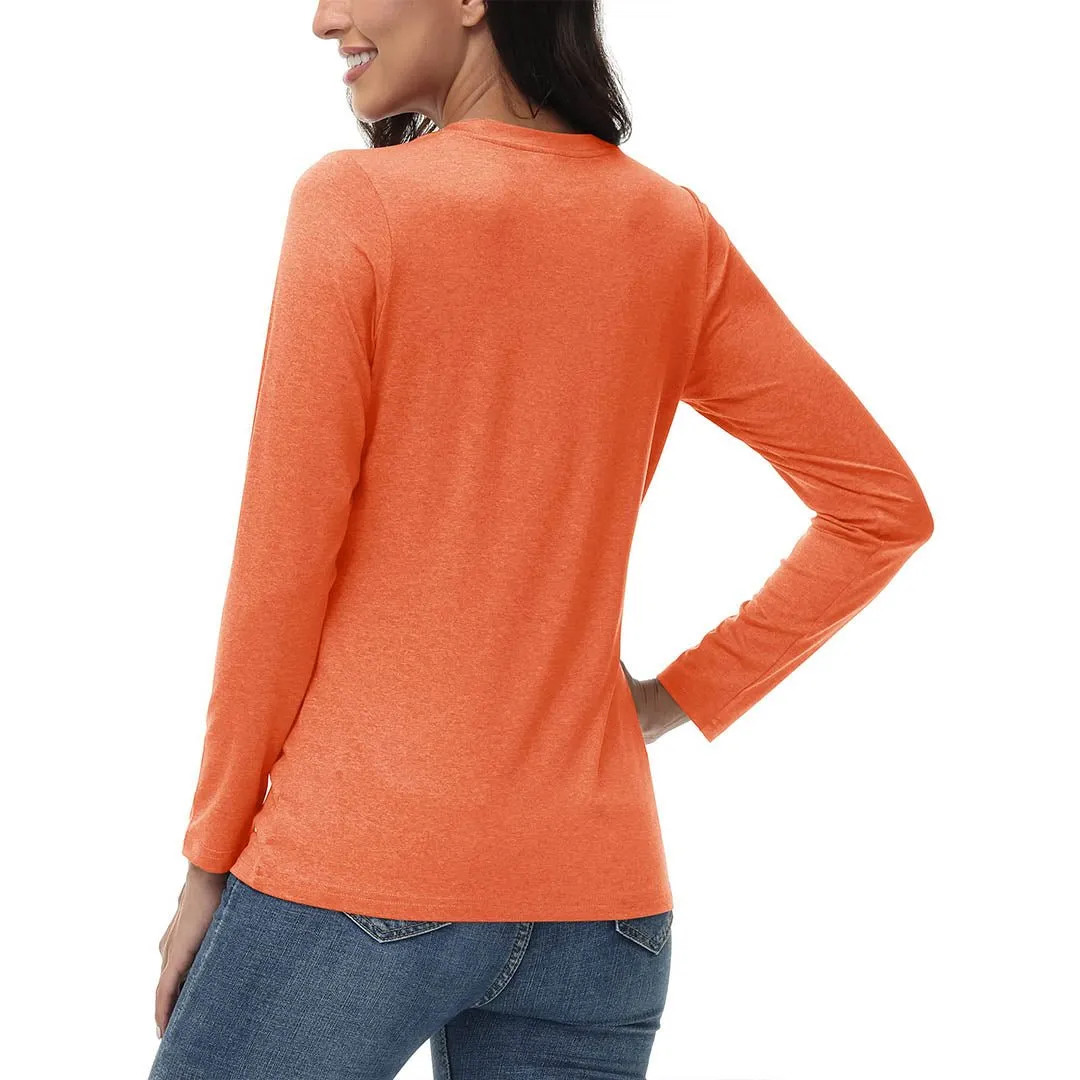 Women's V-Neck Sun Shirts UPF 50  Long Sleeve T-Shirts
