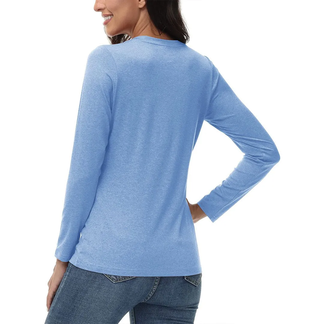 Women's V-Neck Sun Shirts UPF 50  Long Sleeve T-Shirts