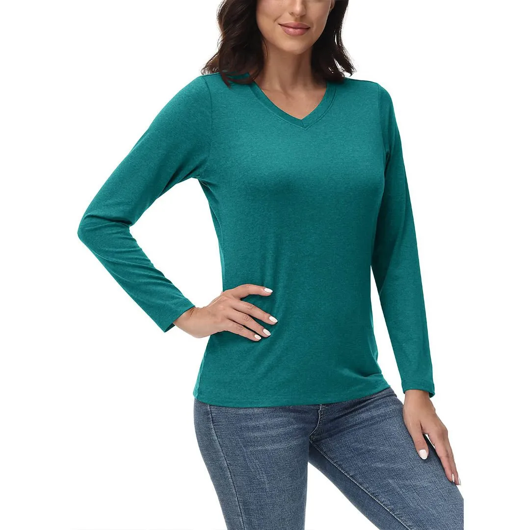 Women's V-Neck Sun Shirts UPF 50  Long Sleeve T-Shirts