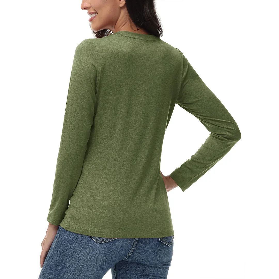 Women's V-Neck Sun Shirts UPF 50  Long Sleeve T-Shirts