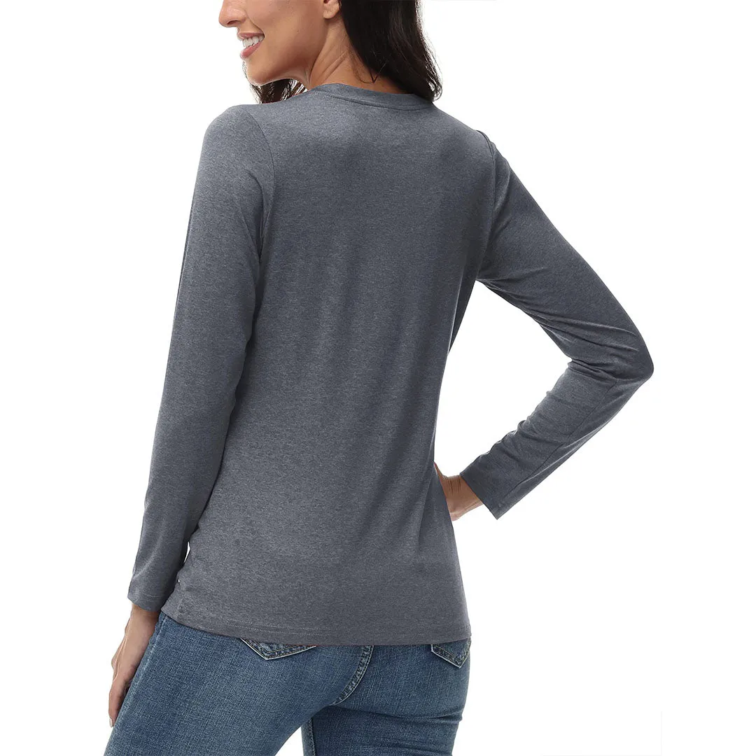 Women's V-Neck Sun Shirts UPF 50  Long Sleeve T-Shirts