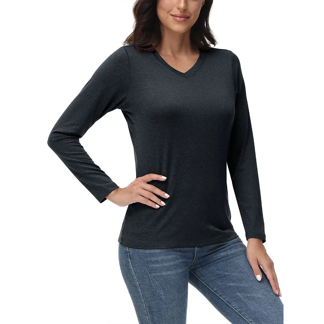 Women's V-Neck Sun Shirts UPF 50  Long Sleeve T-Shirts