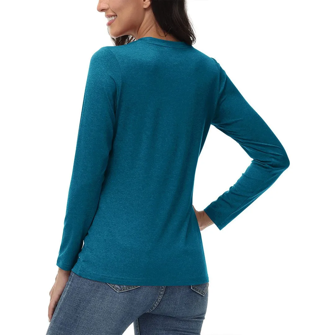 Women's V-Neck Sun Shirts UPF 50  Long Sleeve T-Shirts