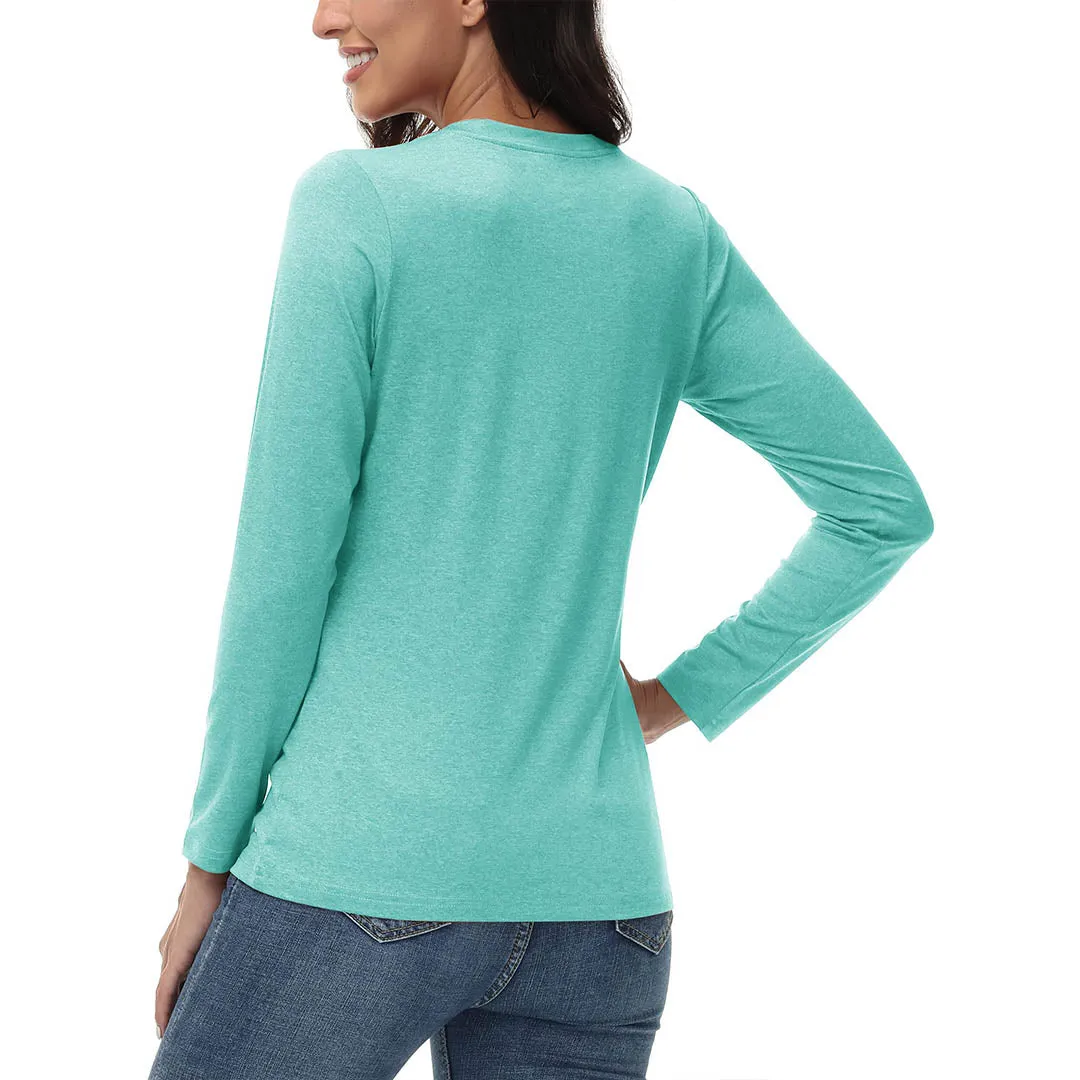 Women's V-Neck Sun Shirts UPF 50  Long Sleeve T-Shirts