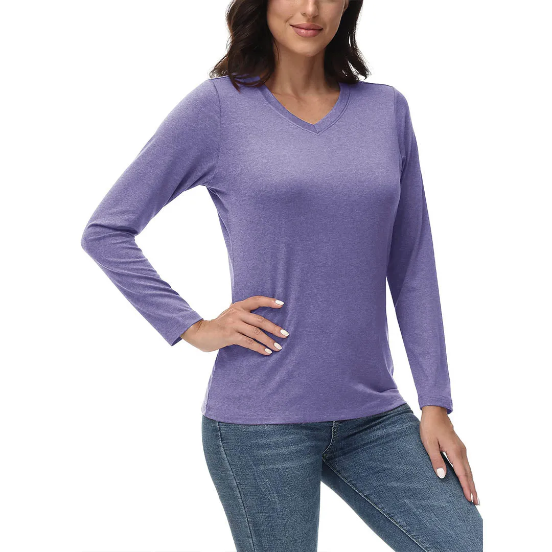 Women's V-Neck Sun Shirts UPF 50  Long Sleeve T-Shirts