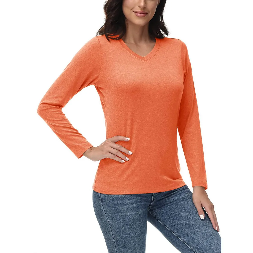 Women's V-Neck Sun Shirts UPF 50  Long Sleeve T-Shirts