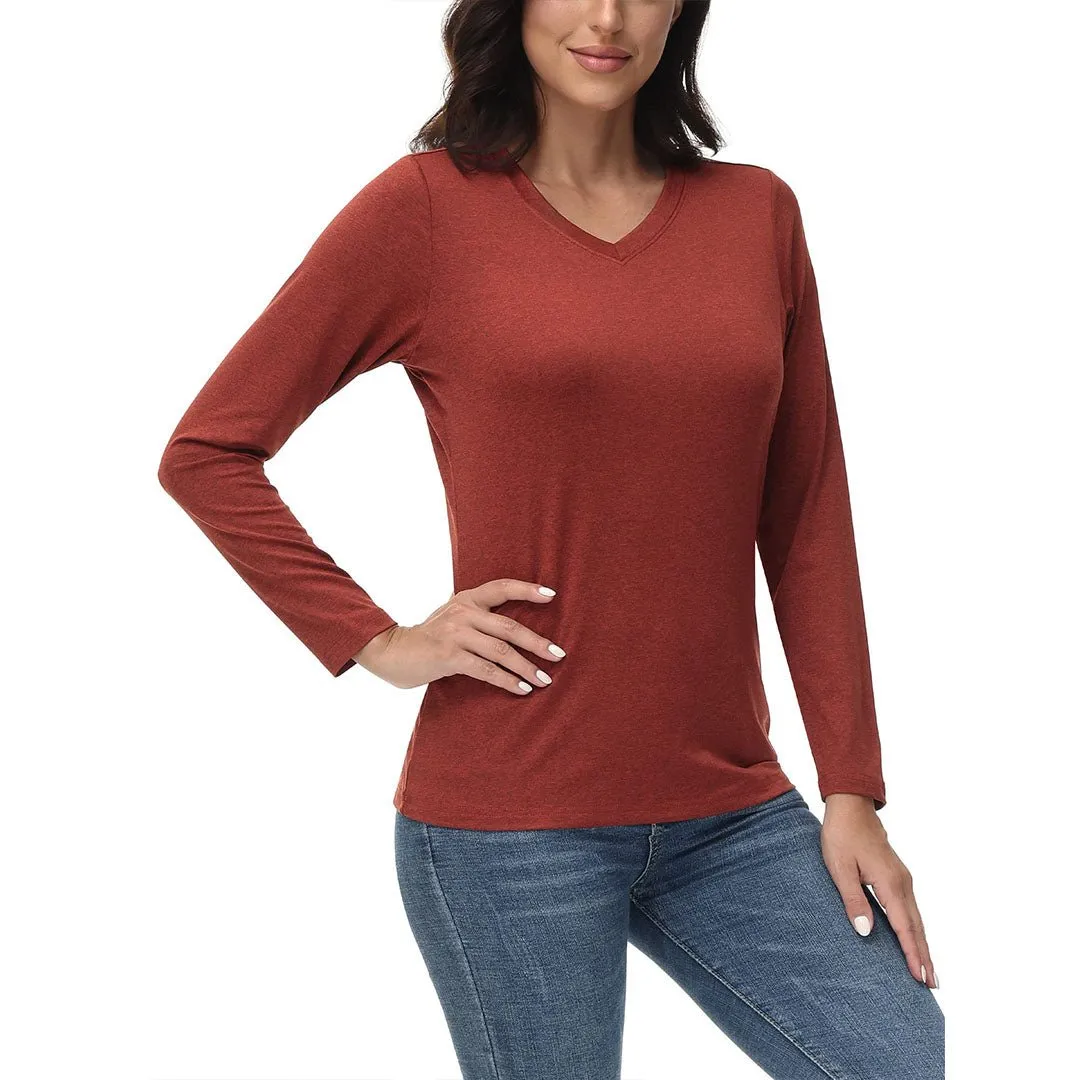 Women's V-Neck Sun Shirts UPF 50  Long Sleeve T-Shirts