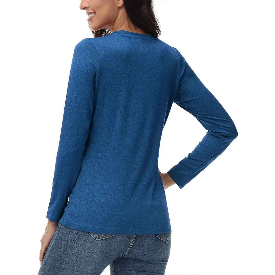 Women's V-Neck Sun Shirts UPF 50  Long Sleeve T-Shirts
