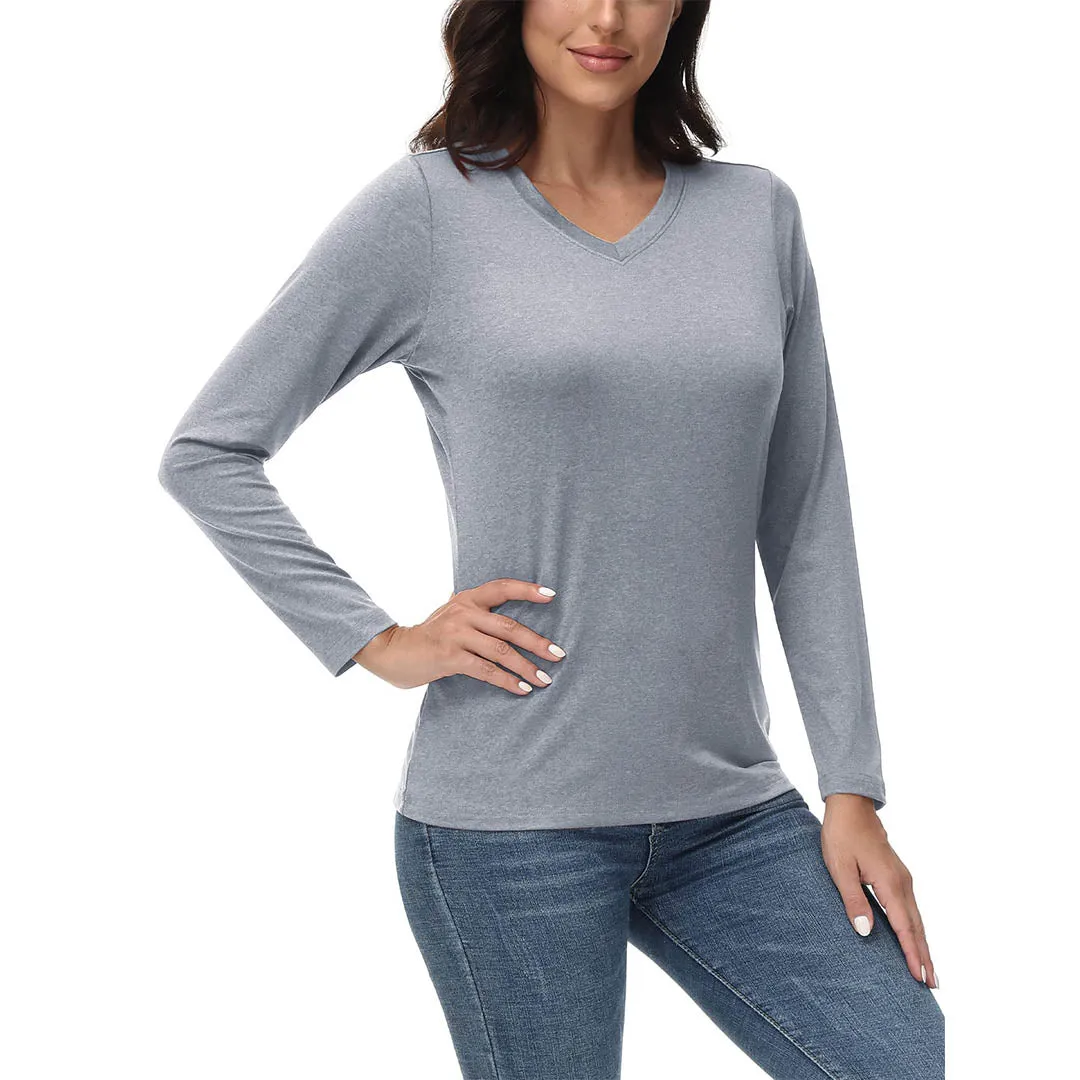 Women's V-Neck Sun Shirts UPF 50  Long Sleeve T-Shirts