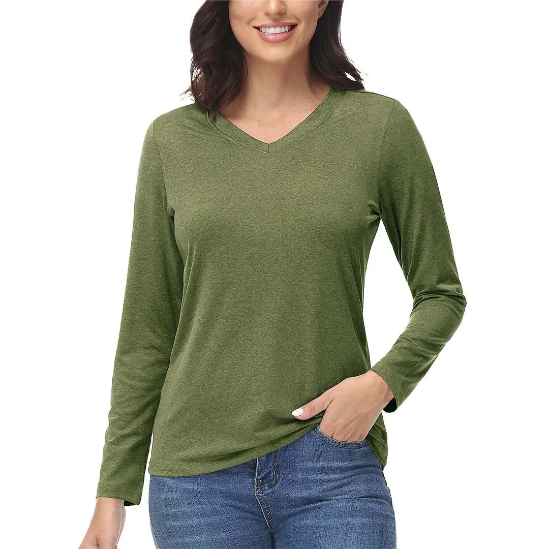 Women's V-Neck Sun Shirts UPF 50  Long Sleeve T-Shirts