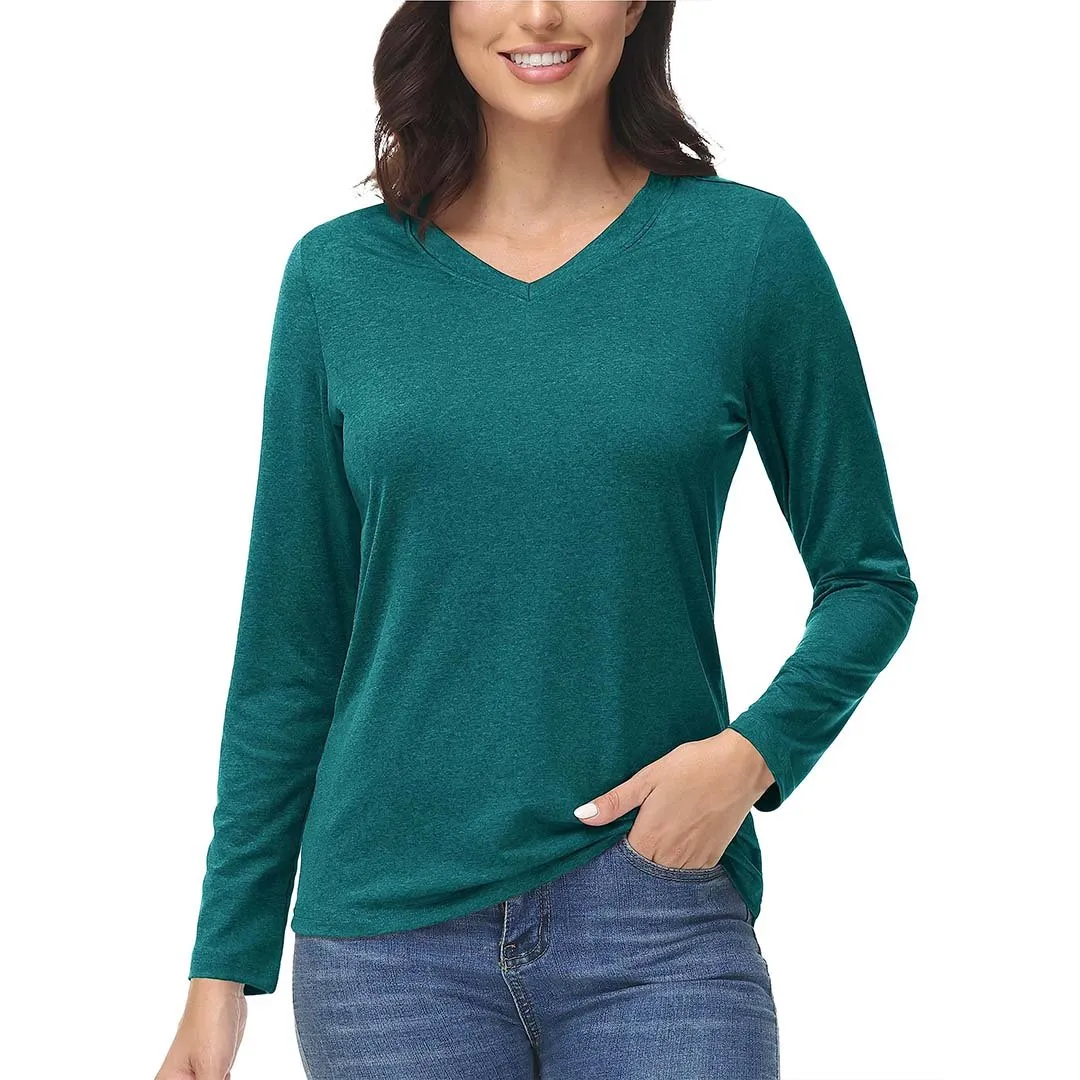 Women's V-Neck Sun Shirts UPF 50  Long Sleeve T-Shirts